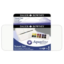 Acuarela Daler Rowney Aquafine Travel Set con pincel Caja de 12 colores