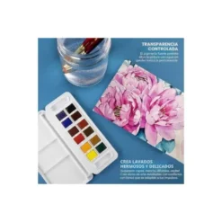 Acuarela Daler Rowney Aquafine Travel Set con pincel Caja de 12 colores