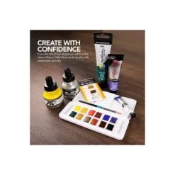 Acuarela Daler Rowney Aquafine Travel Set con pincel Caja de 12 colores