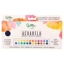 ACUARELA LIDERPAPEL 24 COLORES CON PINCEL ESTUCHE METALICO