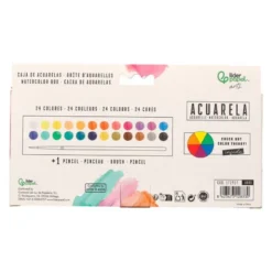 ACUARELA LIDERPAPEL 24 COLORES CON PINCEL ESTUCHE METALICO