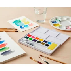 ACUARELA LIDERPAPEL 12 COLORES CON PINCEL DE AGUA RELLENABLE ESTUCHE DE PLASTICO