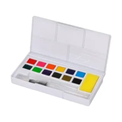 ACUARELA LIDERPAPEL 12 COLORES CON PINCEL DE AGUA RELLENABLE ESTUCHE DE PLASTICO