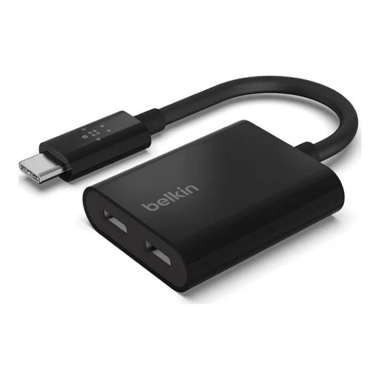 ADAPTADOR BELKIN F7U081BTBLK USB-C DE AUDIO Y CARGA COLOR NEGRO