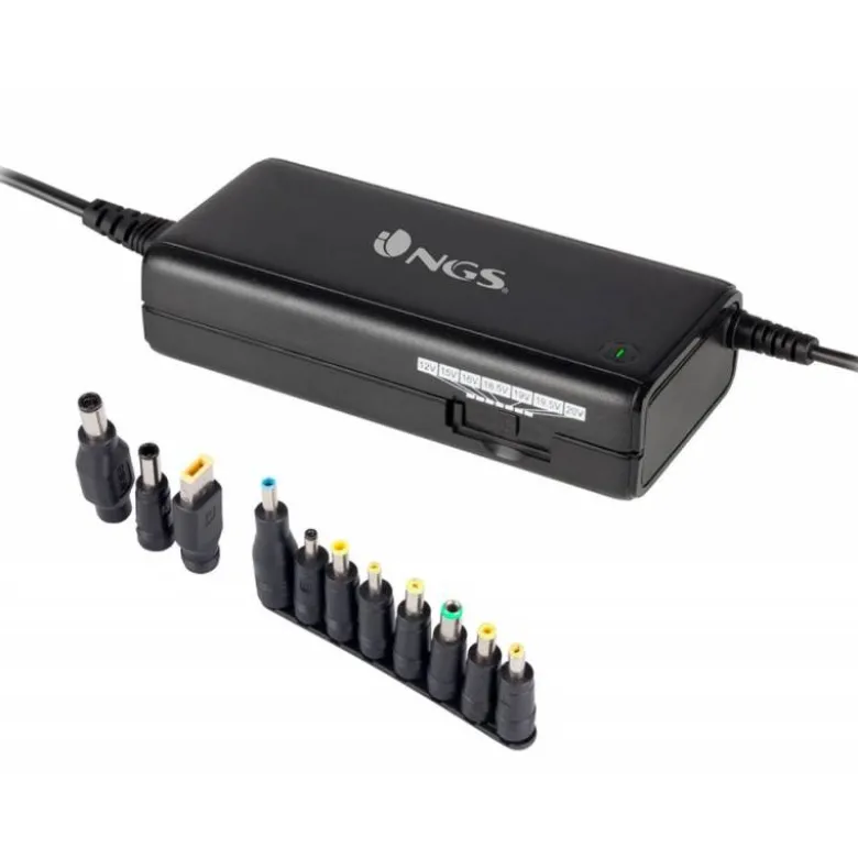 ADAPTADOR DE CORRIENTE NGS MANUAL LAPTOP 90W CON 11 ADAPTADORES