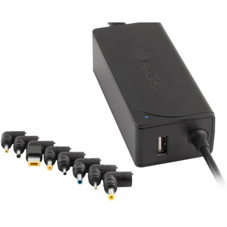 ADAPTADOR DE CORRIENTE NGS AUTOMATIC 90W CON 9 ADAPTADORES Y SALIDA USB 2A