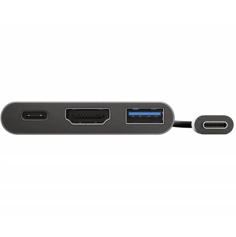 ADAPTADOR TRUST DALYX 3 EN 1 MULTIPUERTO USB-C / USB-A USB-C HDMI 2.0 COLOR ALUMINIO