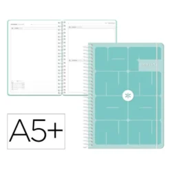 AGENDA ESCOLAR ANTARTIK 26-27 ESPIRAL ESSENTIALS DIA PAGINA A5+ BILINGUE 80G PAPEL FSC AZUL TURQUESA