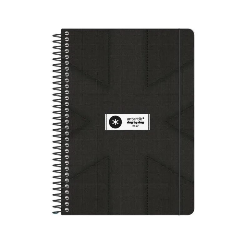 AGENDA ESCOLAR ANTARTIK 26-27 ESPIRAL PACK AND GO DIA PAGINA A5+ BILINGUE 80G PAPEL FSC NEGRO