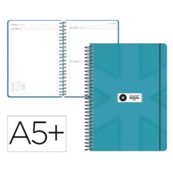 AGENDA ESCOLAR ANTARTIK 26-27 ESPIRAL PACK AND GO DIA PAGINAA5+ BILINGÜE 80G PAPEL FSC TURQUESA