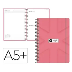 AGENDA ESCOLAR ANTARTIK 26-27 ESPIRAL PACK AND GO DIA PAGINAA5+ BILINGÜE 80G PAPEL FSC ROSA CORAL