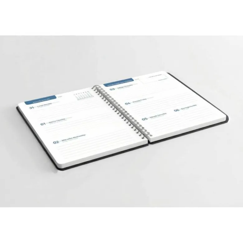 AGENDA ESCOLAR LIDERPAPEL 26-27 ESPIRAL BASIC SEMANA VISTA A5 BILINGUE 70G PAPEL FSC NEGRO