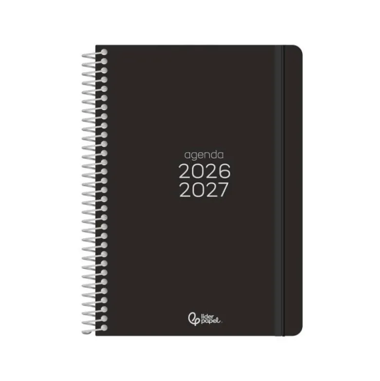 AGENDA ESCOLAR LIDERPAPEL 26-27 ESPIRAL BASIC SEMANA VISTA A5 BILINGUE 70G PAPEL FSC NEGRO