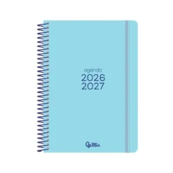 AGENDA ESCOLAR LIDERPAPEL 26-27 ESPIRAL BASIC DIA PAGINA A5 BILINGUE 70G PAPEL FSC AZUL TURQUESA