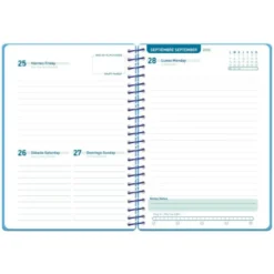 AGENDA ESCOLAR LIDERPAPEL 26-27 ESPIRAL BASIC DIA PAGINA A5 BILINGUE 70G PAPEL FSC AZUL TURQUESA