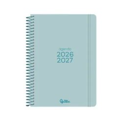 AGENDA ESCOLAR LIDERPAPEL 26-27 ESPIRAL BASIC 2 DIAS PAGINA A5 BILINGUE 70G PAPEL FSC TURQUESA