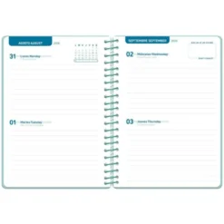 AGENDA ESCOLAR LIDERPAPEL 26-27 ESPIRAL BASIC 2 DIAS PAGINA A5 BILINGUE 70G PAPEL FSC TURQUESA
