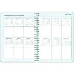AGENDA ESCOLAR LIDERPAPEL 26-27 ESPIRAL BASIC 2 DIAS PAGINA A5 BILINGUE 70G PAPEL FSC TURQUESA