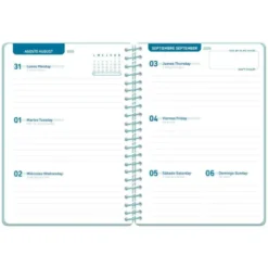 AGENDA ESCOLAR LIDERPAPEL 26-27 ESPIRAL CLASSIC SEMANA VISTA A5 BILINGUE 70G PAPEL FSC AZUL TURQUESA