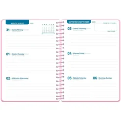 AGENDA ESCOLAR LIDERPAPEL 26-27 ESPIRAL CLASSIC SEMANA VISTA A5 BILINGUE 70G PAPEL FSC ROSA