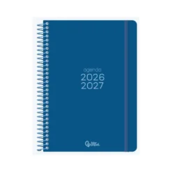 AGENDA ESCOLAR LIDERPAPEL 26-27 ESPIRAL BASIC DIA PAGINA A5 BILINGUE 70G PAPEL FSC AZUL MARINO