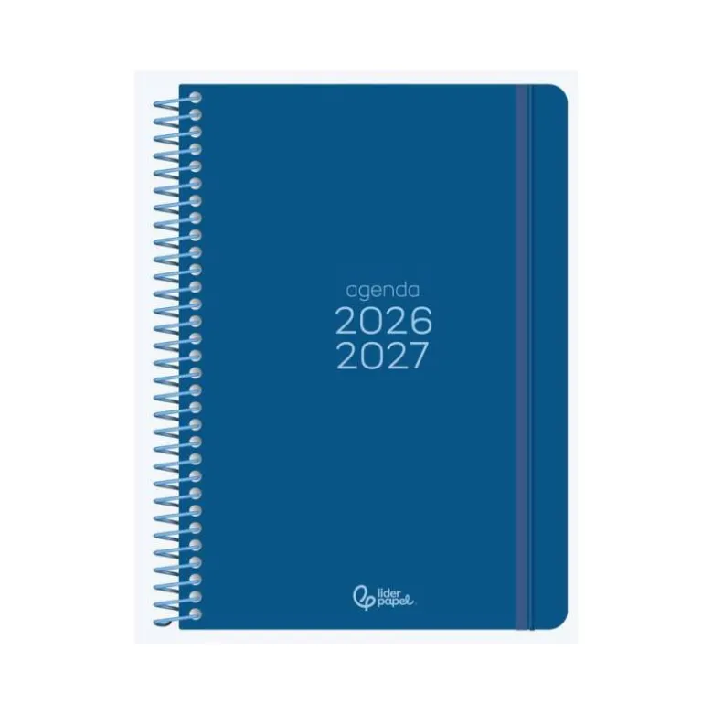 AGENDA ESCOLAR LIDERPAPEL 26-27 ESPIRAL BASIC DIA PAGINA A5 BILINGUE 70G PAPEL FSC AZUL MARINO