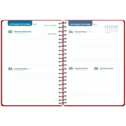 AGENDA ESCOLAR LIDERPAPEL 26-27 ESPIRAL BASIC 2 DIAS PAGINA A5 BILINGUE 70G PAPEL FSC ROJO