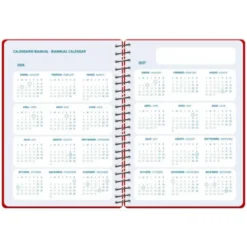 AGENDA ESCOLAR LIDERPAPEL 26-27 ESPIRAL BASIC 2 DIAS PAGINA A5 BILINGUE 70G PAPEL FSC ROJO