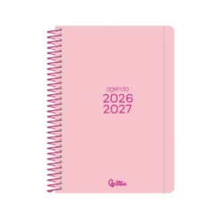 AGENDA ESCOLAR LIDERPAPEL 26-27 ESPIRAL BASIC 2 DIAS PAGINA A5 BILINGUE 70G PAPEL FSC ROSA