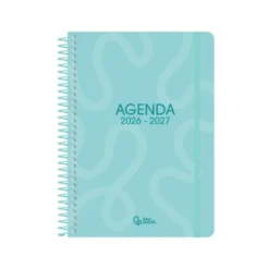 AGENDA ESCOLAR LIDERPAPEL 26-27 ESPIRAL CLASSIC 2 DIAS PAGINA A5 BILINGUE 70G PAPEL FSC AZUL TURQUESA
