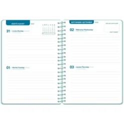 AGENDA ESCOLAR LIDERPAPEL 26-27 ESPIRAL CLASSIC 2 DIAS PAGINA A5 BILINGUE 70G PAPEL FSC AZUL TURQUESA