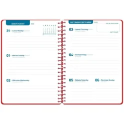AGENDA ESCOLAR LIDERPAPEL 26-27 ESPIRAL CLASSIC SEMANA VISTA A5 BILINGUE 70G PAPEL FSC ROJO
