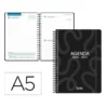 AGENDA ESCOLAR LIDERPAPEL 26-27 ESPIRAL CLASSIC DIA PAGINA A5 BILINGUE 70G PAPEL FSC NEGRO