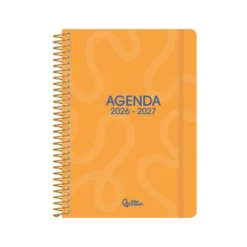 AGENDA ESCOLAR LIDERPAPEL 26-27 ESPIRAL CLASSIC DIA PAGINA A5 BILINGUE 70G PAPEL FSC NARANJA