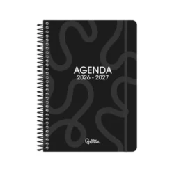 AGENDA ESCOLAR LIDERPAPEL 26-27 ESPIRAL CLASSIC 2 DIAS PAGINA A5 BILINGUE 70G PAPEL FSC NEGRO