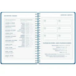 AGENDA ESCOLAR LIDERPAPEL 26-27 ESPIRAL BASIC 2 DIAS PAGINA A5 BILINGUE 70G PAPEL FSC AZUL MARINO