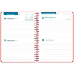 AGENDA ESCOLAR LIDERPAPEL 26-27 ESPIRAL CLASSIC 2 DIAS PAGINA A5 BILINGUE 70G PAPEL FSC ROJO