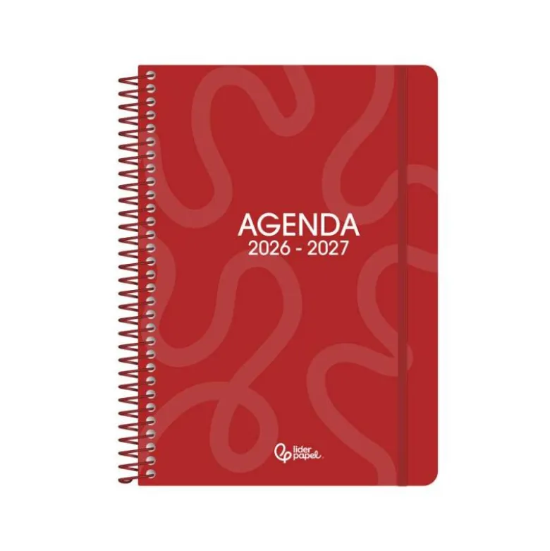 AGENDA ESCOLAR LIDERPAPEL 26-27 ESPIRAL CLASSIC 2 DIAS PAGINA A5 BILINGUE 70G PAPEL FSC ROJO