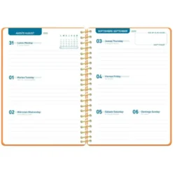 AGENDA ESCOLAR LIDERPAPEL 26-27 ESPIRAL CLASSIC SEMANA VISTA A5 BILINGUE 70G PAPEL FSC NARANJA