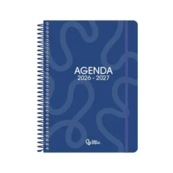 AGENDA ESCOLAR LIDERPAPEL 26-27 ESPIRAL CLASSIC DIA PAGINA A5 BILINGUE 70G PAPEL FSC AZUL MARINO
