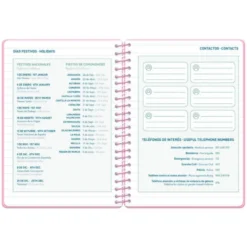 AGENDA ESCOLAR LIDERPAPEL 26-27 ESPIRAL CLASSIC 2 DIAS PAGINA A5 BILINGUE 70G PAPEL FSC ROSA