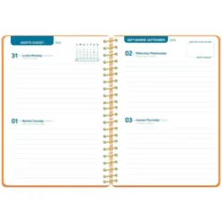 AGENDA ESCOLAR LIDERPAPEL 26-27 ESPIRAL CLASSIC 2 DIAS PAGINA A5 BILINGUE 70G PAPEL FSC NARANJA
