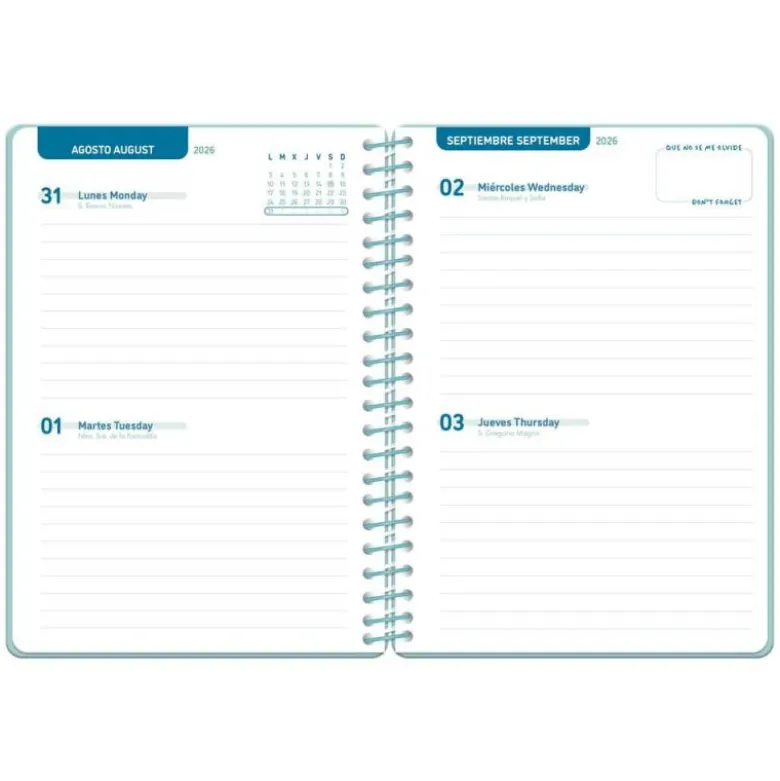 AGENDA ESCOLAR LIDERPAPEL 26-27 ESPIRAL CLASSIC DISEÑOS SURTIDOS BILINGÜE 70G PAPEL FSC EXPOSITOR 16 UNIDADES