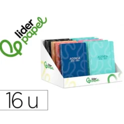 AGENDA ESCOLAR LIDERPAPEL 26-27 ESPIRAL CLASSIC DISEÑOS SURTIDOS BILINGÜE 70G PAPEL FSC EXPOSITOR 16 UNIDADES
