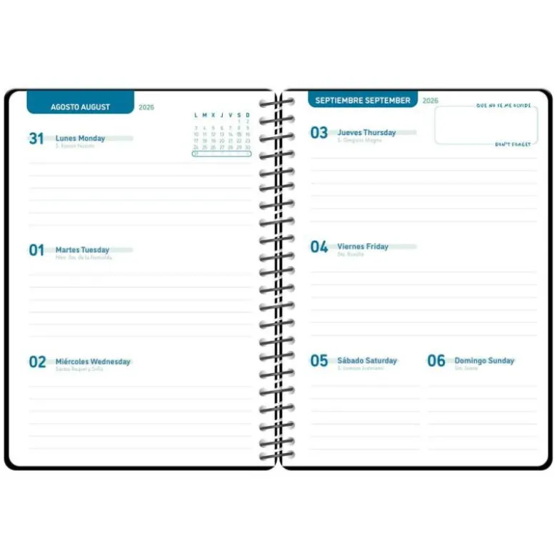 AGENDA ESCOLAR LIDERPAPEL 26-27 ESPIRAL CLASSIC DISEÑOS SURTIDOS BILINGÜE 70G PAPEL FSC EXPOSITOR 16 UNIDADES