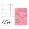AGENDA ESCOLAR LIDERPAPEL 26-27 ESPIRAL MILITARY SEMANA VISTA A5+ BILINGUE 80G PAPEL FSC ROSA
