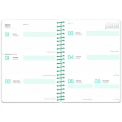 AGENDA ESCOLAR LIDERPAPEL 26-27 ESPIRAL FLOWERS SEMANA VISTA A6+ BILINGUE 80G PAPEL FSC BLANCO