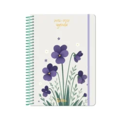 AGENDA ESCOLAR LIDERPAPEL 26-27 ESPIRAL FLOWERS SEMANA VISTA A6+ BILINGUE 80G PAPEL FSC BLANCO