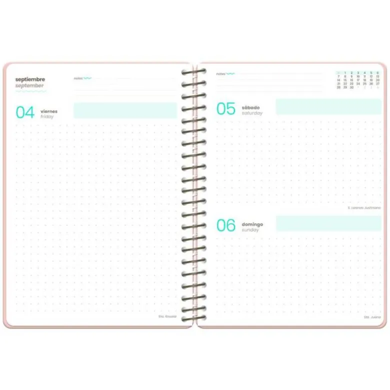 AGENDA ESCOLAR LIDERPAPEL 26-27 ESPIRAL ORIENTAL DIA PAGINA A6+ BILINGUE 80G PAPEL FSC GATO