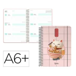 AGENDA ESCOLAR LIDERPAPEL 26-27 ESPIRAL ORIENTAL SEMANA VISTA A6+ BILINGUE 80G PAPEL FSC GATO